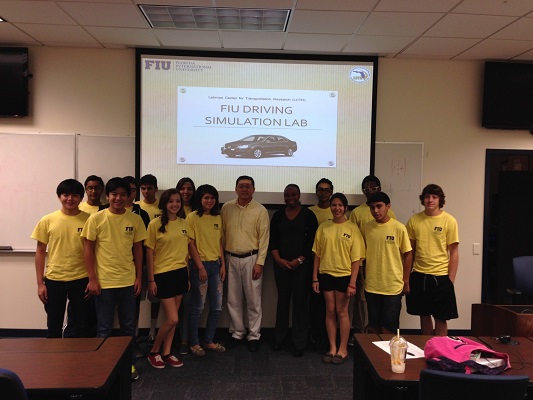 <span style="font-size:10px">&nbsp;Camp students at the FIU Driving Simulation lab&nbsp;</span>